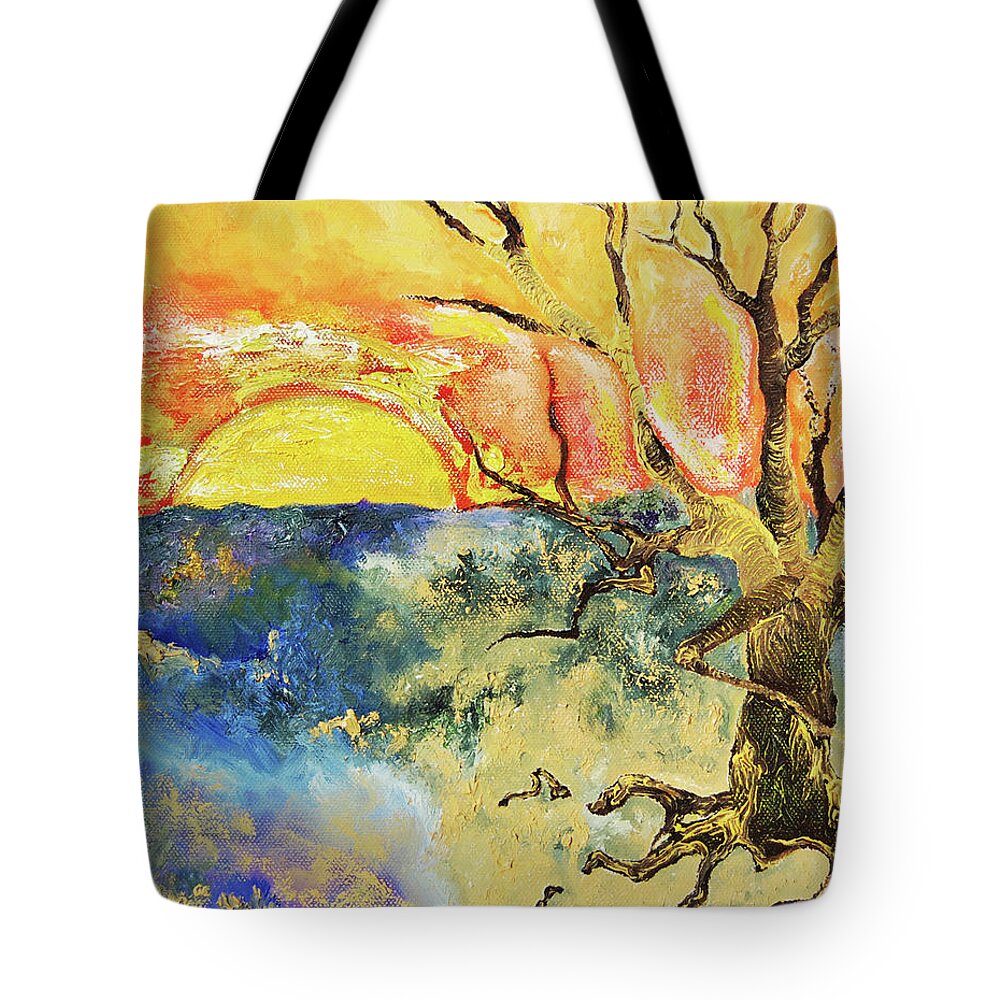 Fantasy Landscape Tote Bag featuring the painting Unstoppable by Anitra Handley-Boyt