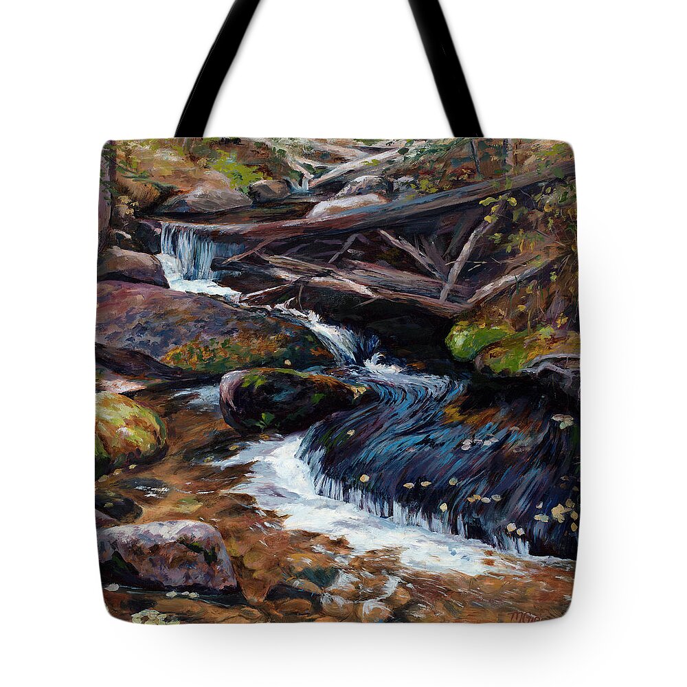 Water Tote Bag featuring the painting Calming by Mary Giacomini