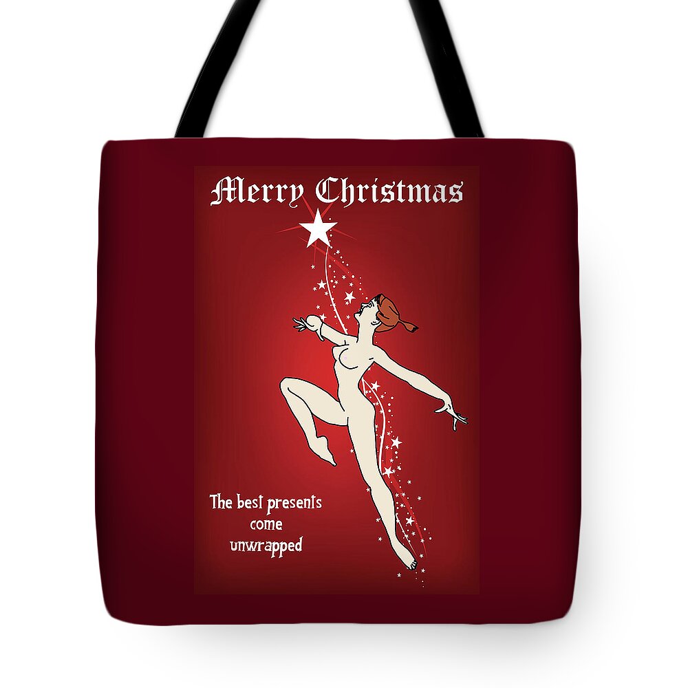 Christmas Tote Bag featuring the digital art Unwrapped Presents by John Haldane