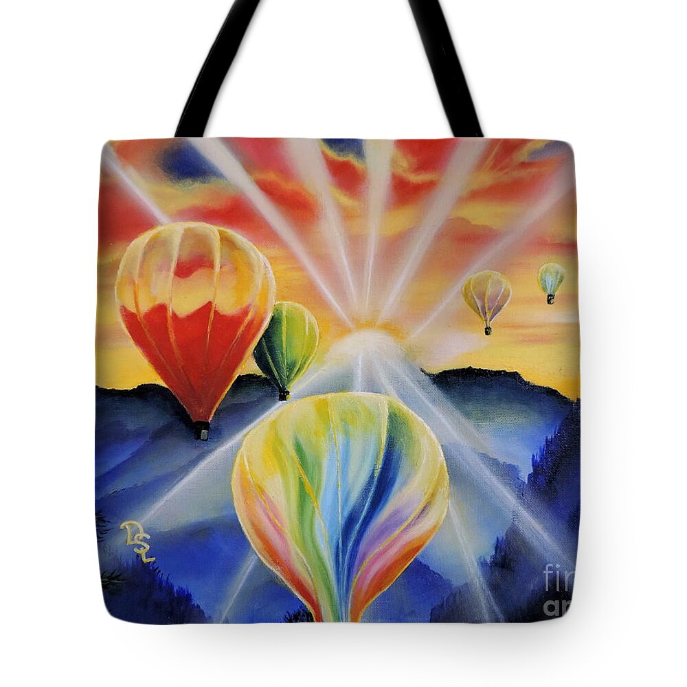Bright Colors Tote Bag featuring the painting Up and Away by Dianna Lewis