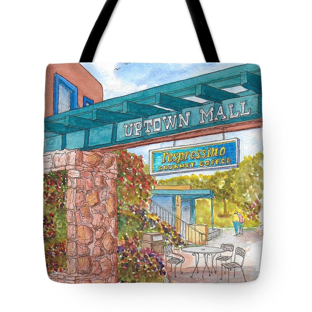 Sedona Tote Bag featuring the painting Sedona Up Town Mall in Sedona, California by Carlos G Groppa