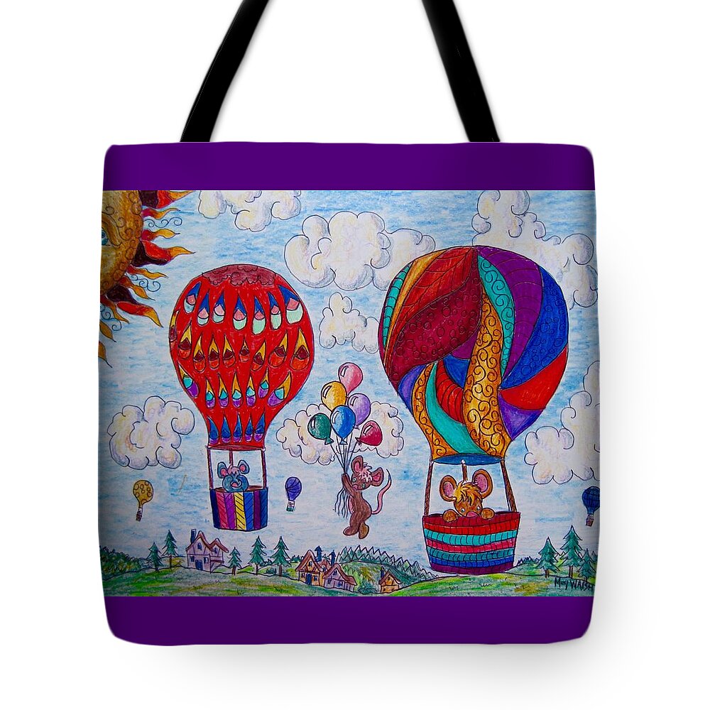 Children's Art Tote Bag featuring the drawing Up up and away by Megan Walsh