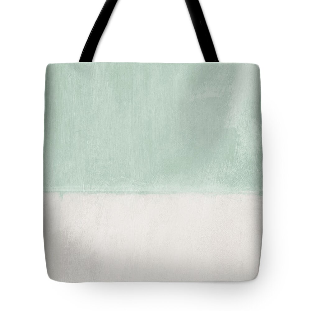 Sage Tote Bag featuring the painting Upon Our Sighs 2- Abstract Art by Linda Woods