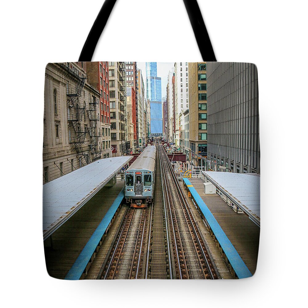 Chicago Tote Bag featuring the photograph Urban Canyon by Tony HUTSON