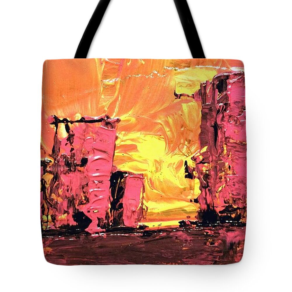 Palate Knife Tote Bag featuring the painting Urban Heat Wave by Ally White