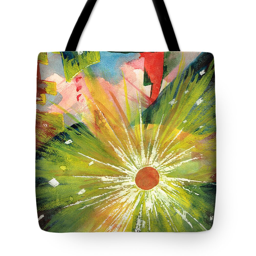 Downtown Tote Bag featuring the painting Urban Sunburst by Andrew Gillette