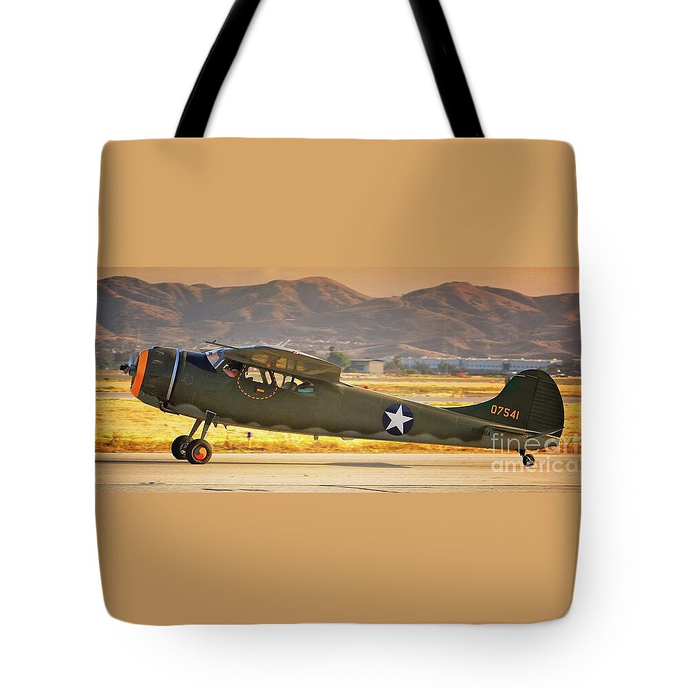Airplane Tote Bag featuring the photograph U.S. Army Air Corps Observation by Gus McCrea