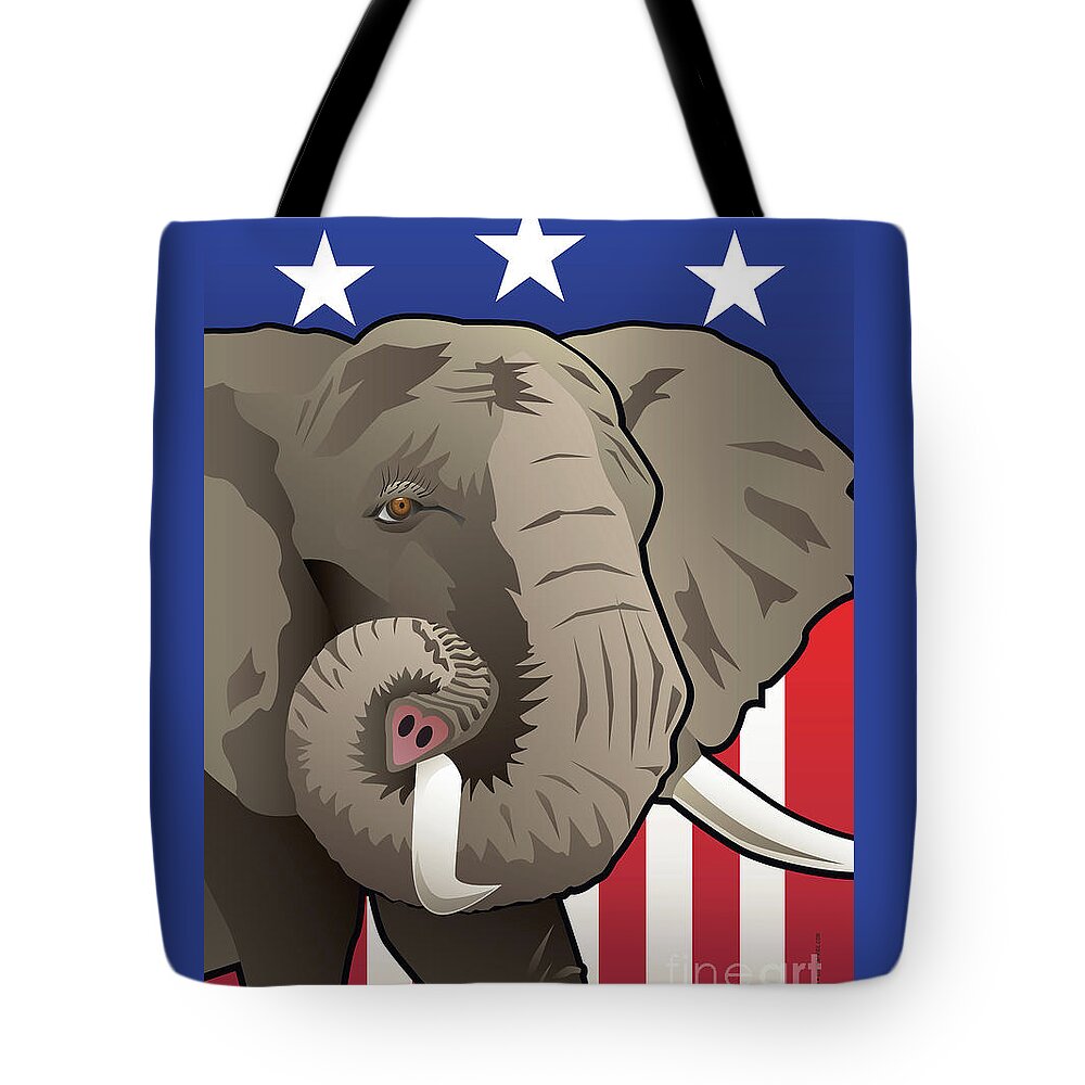 Elephant Tote Bag featuring the digital art USA Elephant by Joe Barsin