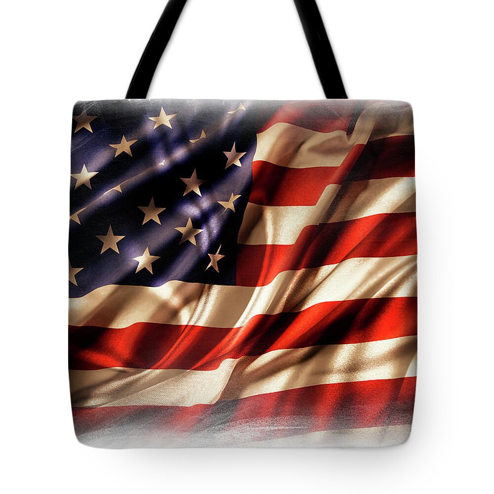 American Flag Tote Bag featuring the photograph USA flag 7 by Les Cunliffe