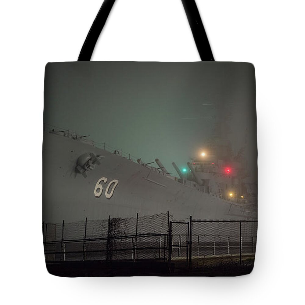 Battleship Tote Bag featuring the photograph USS Alabama by Brad Boland