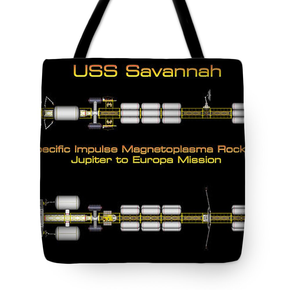 Spaceship Tote Bag featuring the digital art USS Savannah Profile by David Robinson