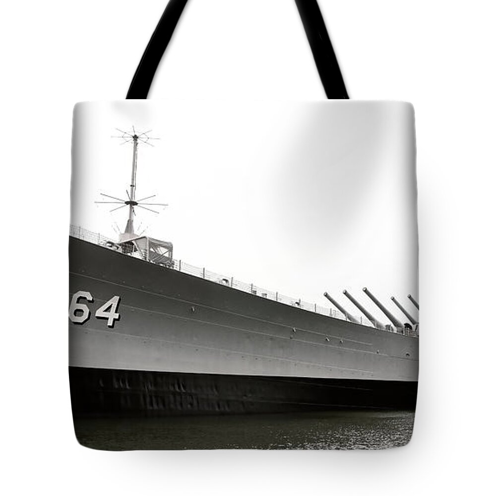 Ship Tote Bag featuring the photograph USS Wisconsin - Port-Side by Christopher Holmes