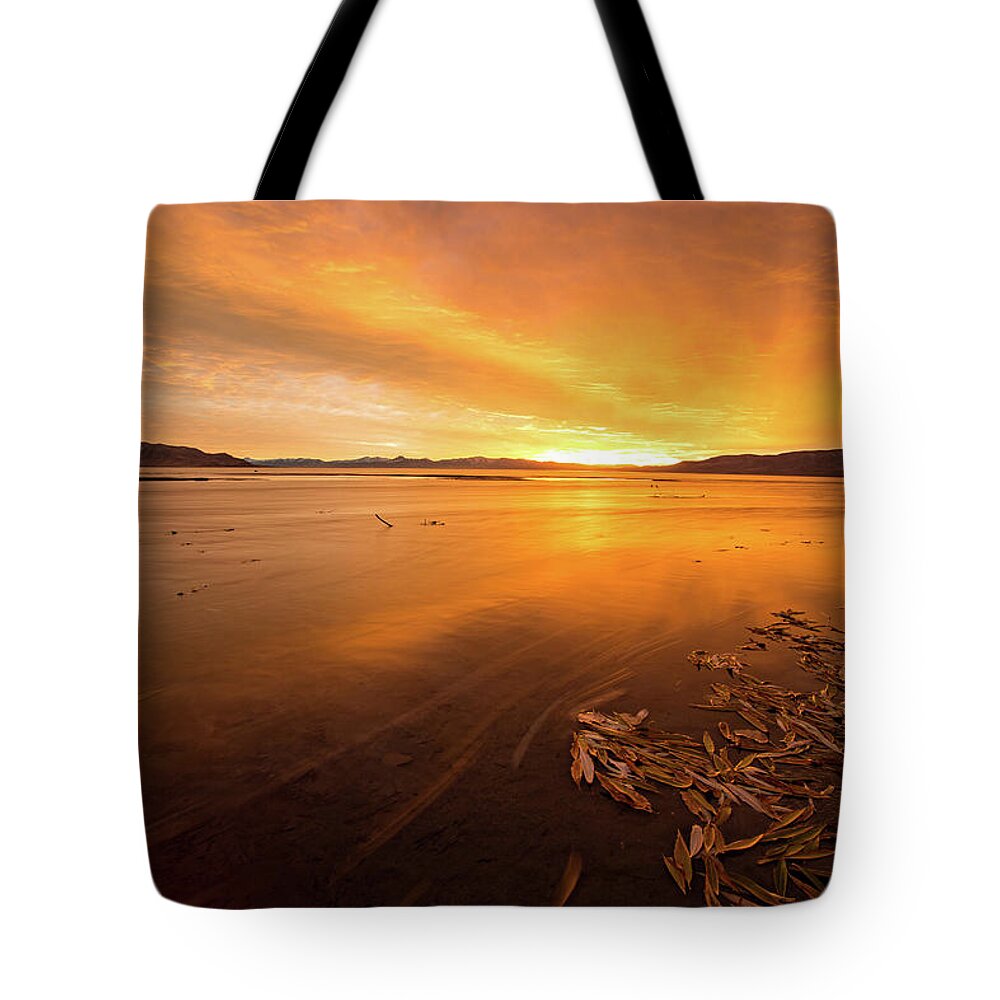 Utah Tote Bag featuring the photograph Utah Lake Sunset by Wesley Aston