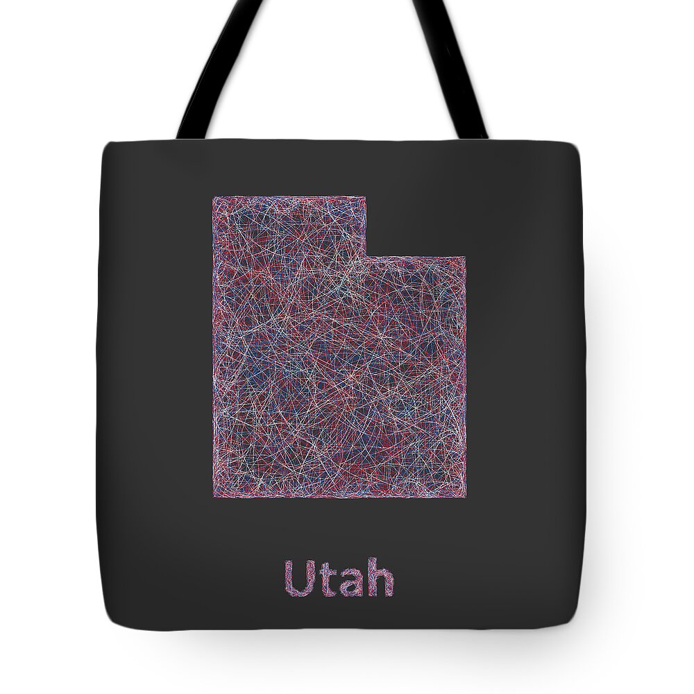 Utah Map Tote Bag featuring the digital art Utah map by David Zydd