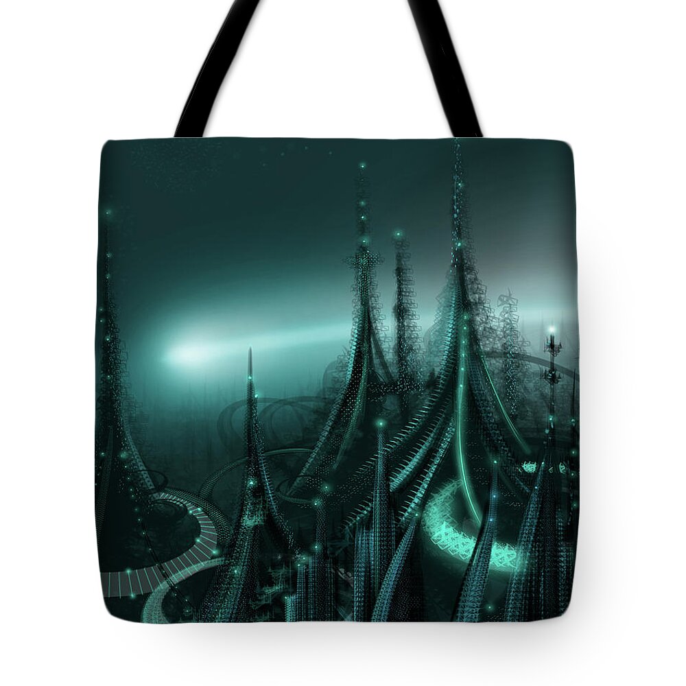 Cityscape Tote Bag featuring the digital art Utopia by James Hill