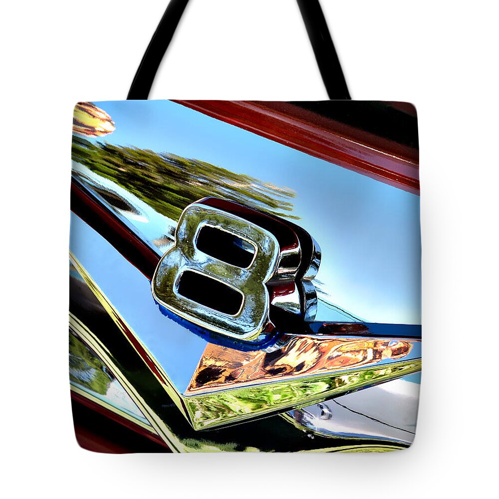 Industrial Art Tote Bag featuring the photograph V8 -- 1956 Ford Pickup at the Paso Robles Classic Car Show by Darin Volpe