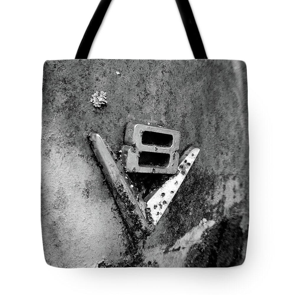 V8 Tote Bag featuring the photograph V8 Emblem by Matthew Mezo