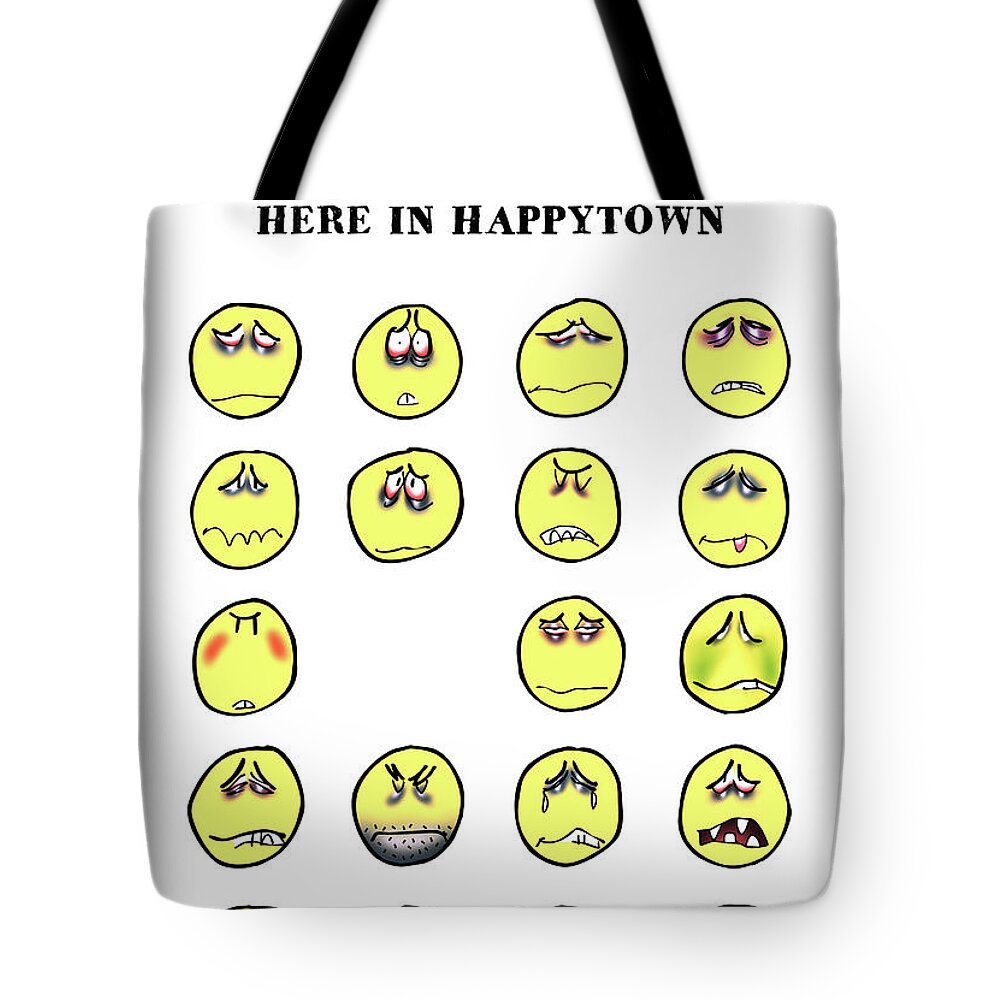 Smiley Tote Bag featuring the digital art Vacancy In Happytown by Mark Armstrong