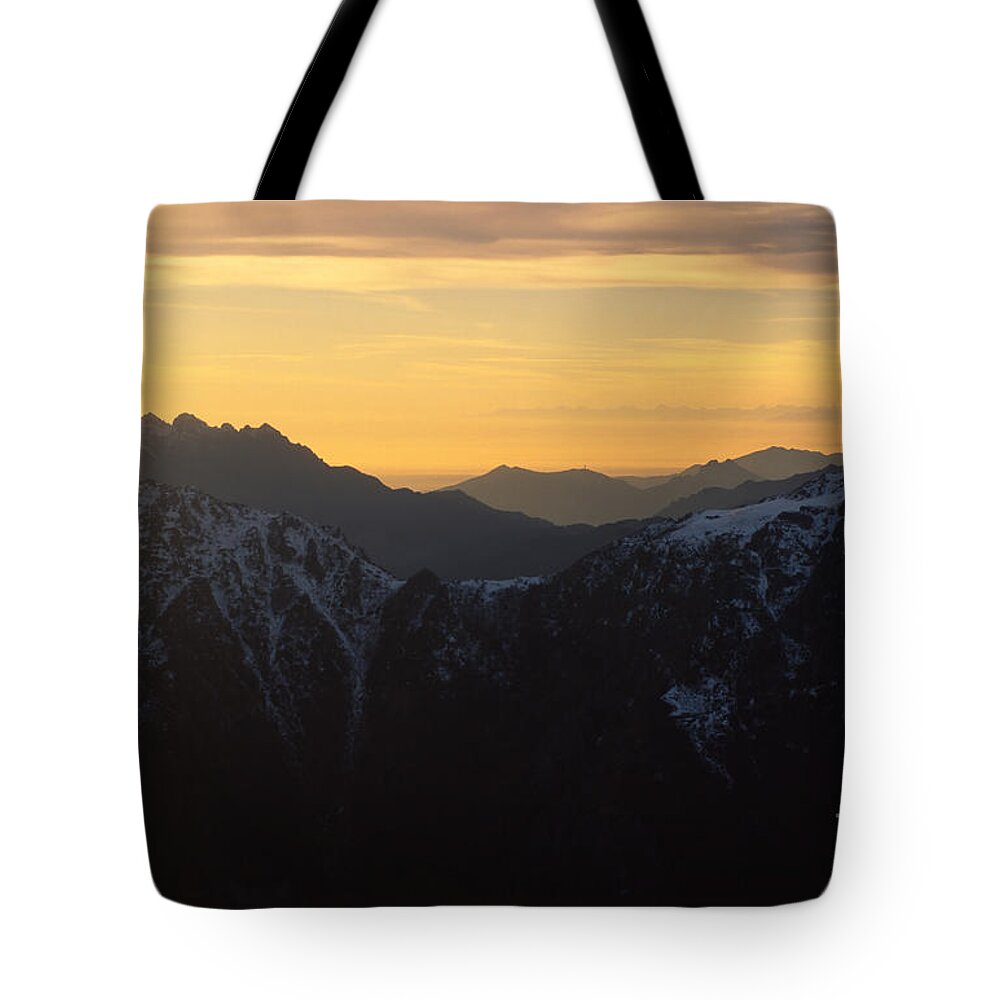 Aerial Tote Bag featuring the photograph Val Brembana by Riccardo Mottola