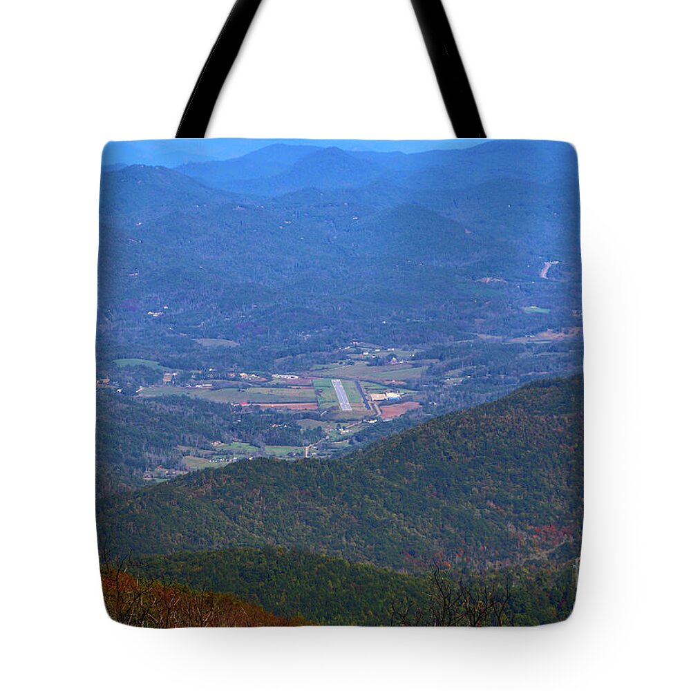 Airstrip Tote Bag featuring the photograph Valley Airstrip by Tom Claud