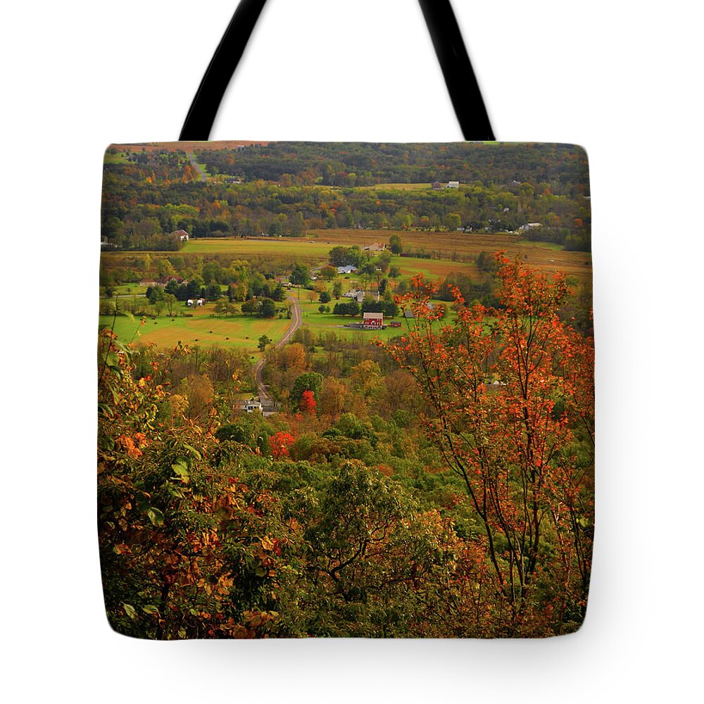 Valley Below Along Pa At Tote Bag featuring the photograph Valley Below Along PA AT by Raymond Salani III