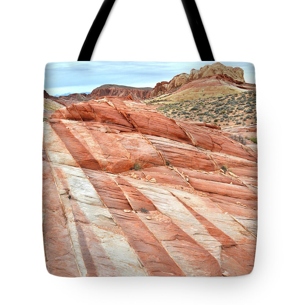 Valley Of Fire State Park Tote Bag featuring the photograph Valley of Fire Stripes of Color by Ray Mathis