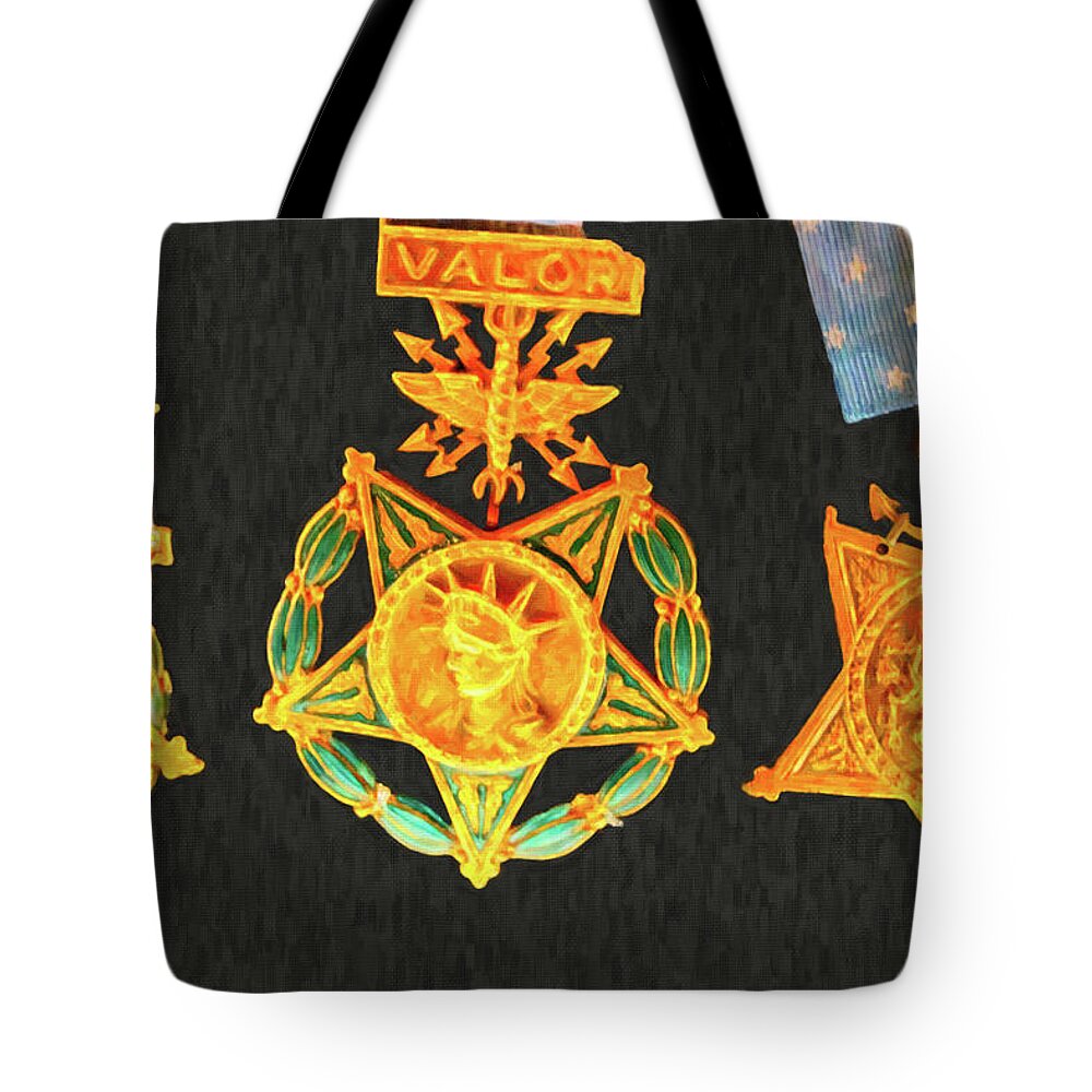 Congressional Medal Of Honor Tote Bag featuring the photograph Valor by SR Green