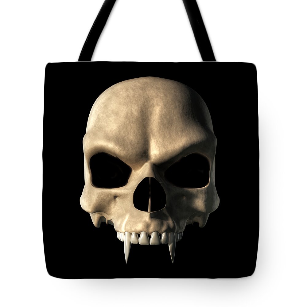 Vampire Tote Bag featuring the digital art Vampire Skull by Daniel Eskridge