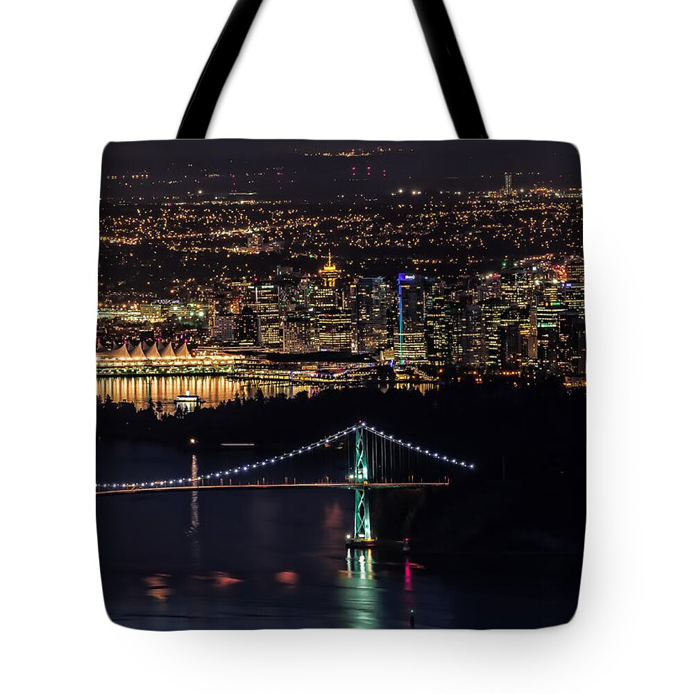 Vancouver Tote Bag featuring the photograph Vancouver Night From Cypress Mountain by Gary Karlsen