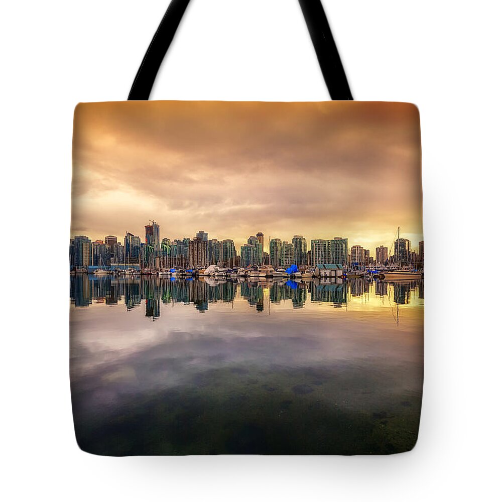 Vancouver Tote Bag featuring the photograph Vancouver reflections by Eti Reid