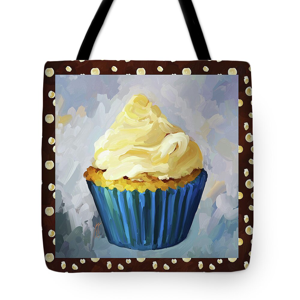 Vanilla Tote Bag featuring the painting Vanilla Cupcake With Border by Jai Johnson