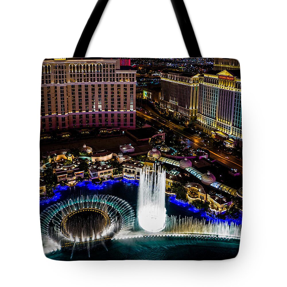 Las Vegas Tote Bag featuring the photograph Las Vegas Bellagio at Night by M G Whittingham