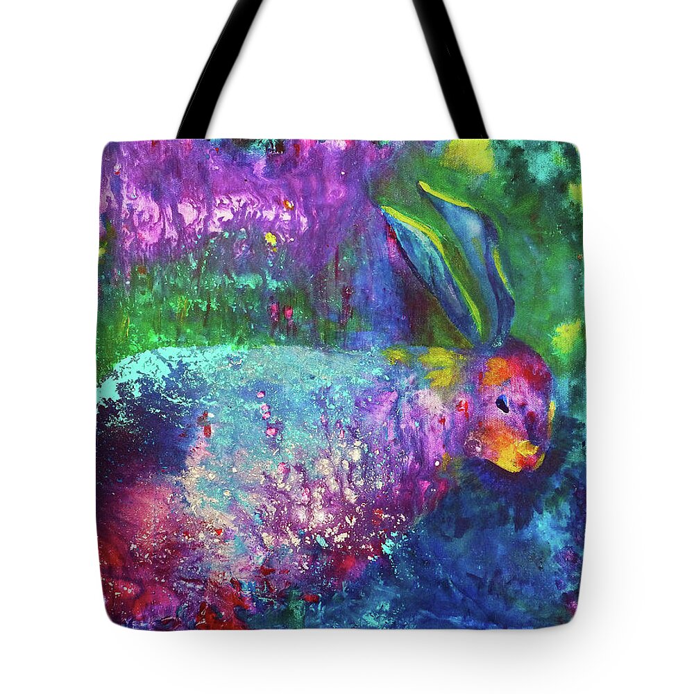 Colorful Tote Bag featuring the painting Velveteen Rabbit by Claire Bull