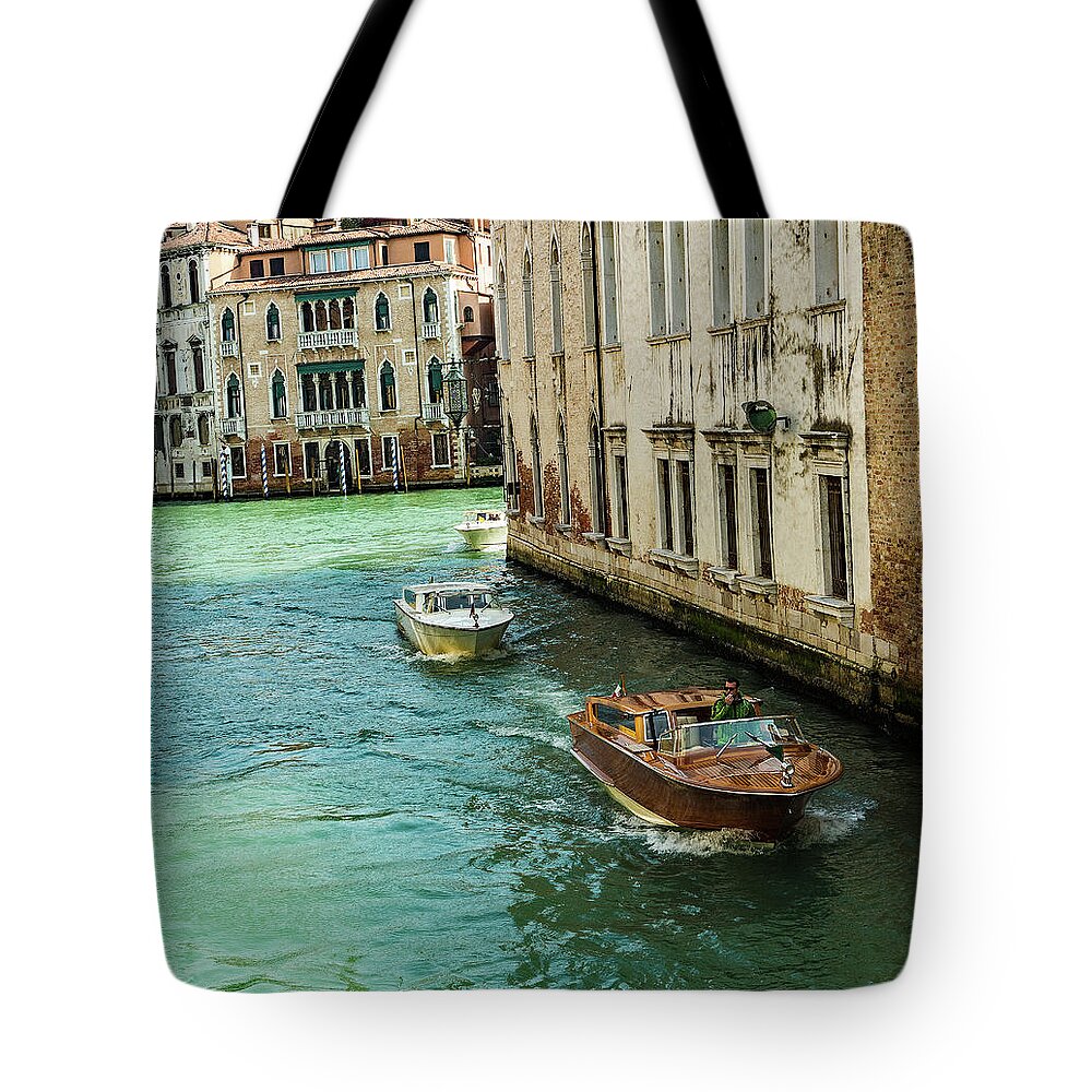 Images Of Venice Tote Bag featuring the photograph Venetian boat by Ed James