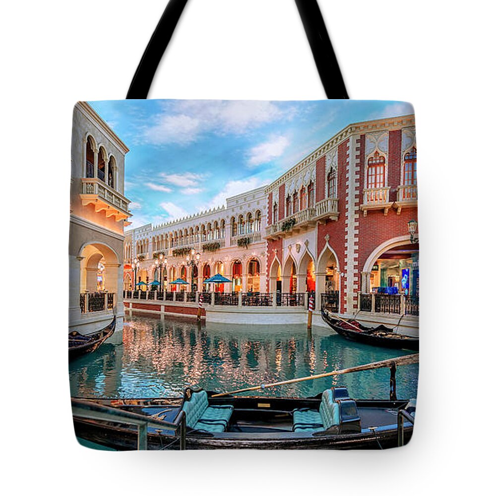 Venetian Tote Bag featuring the photograph Venetian Gondola Canal Shoppes 2 to 1 Ratio by Aloha Art