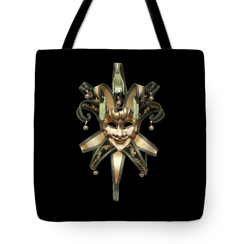 Black Background Tote Bag featuring the photograph Venetian mask by Fabrizio Troiani