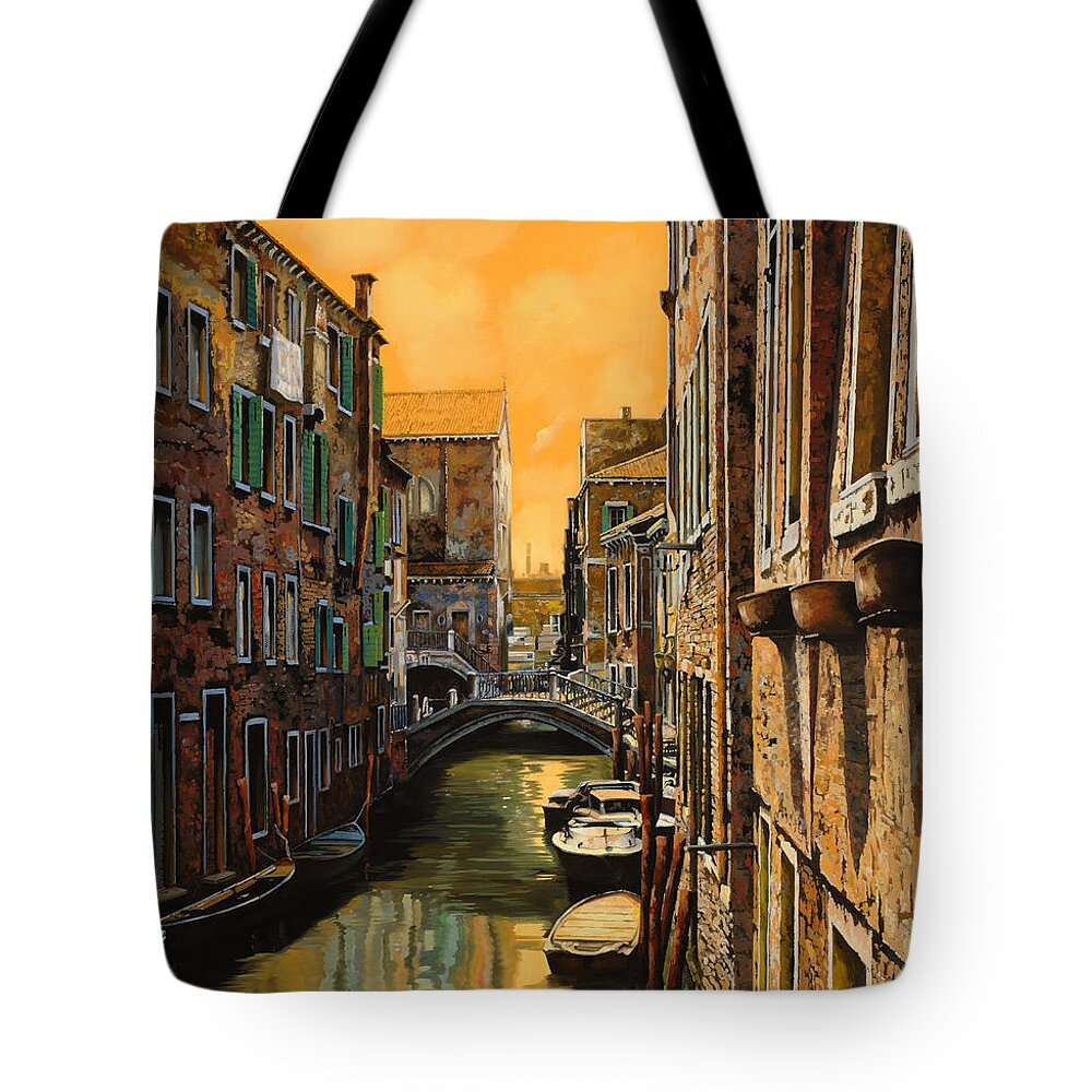 Venice Tote Bag featuring the painting Venezia Al Tramonto by Guido Borelli