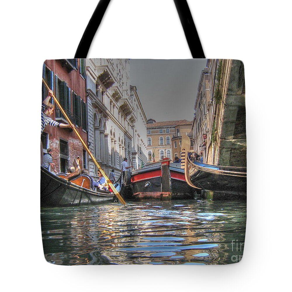 City Tote Bag featuring the pyrography Venice channelsss by Yury Bashkin