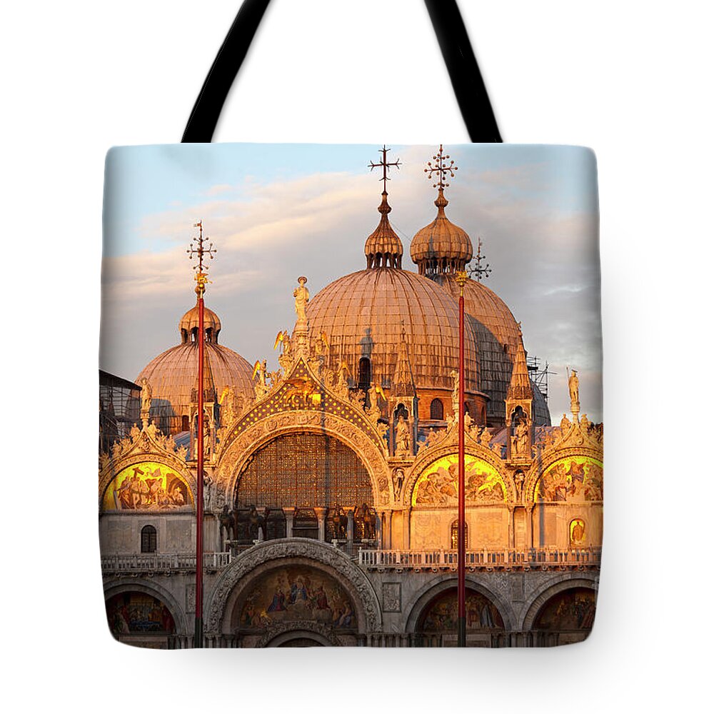 Venice Tote Bag featuring the photograph Venice Church of St. Marks at sunset by Heiko Koehrer-Wagner