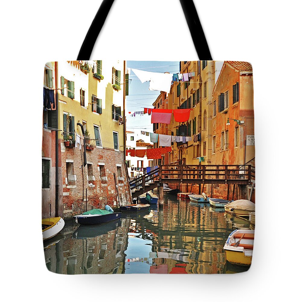 Venice Italy Tote Bag featuring the photograph Venice Dry Cycle - Venice, Italy by Denise Strahm