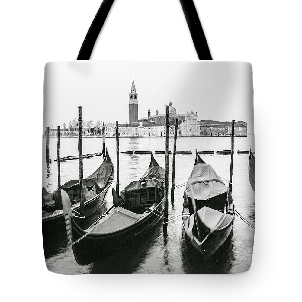 120 Film Tote Bag featuring the photograph Venice Gondolas on Film by John McGraw