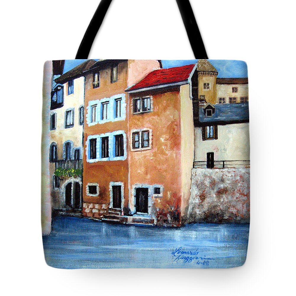Seascape Tote Bag featuring the painting venice II by Leonardo Ruggieri