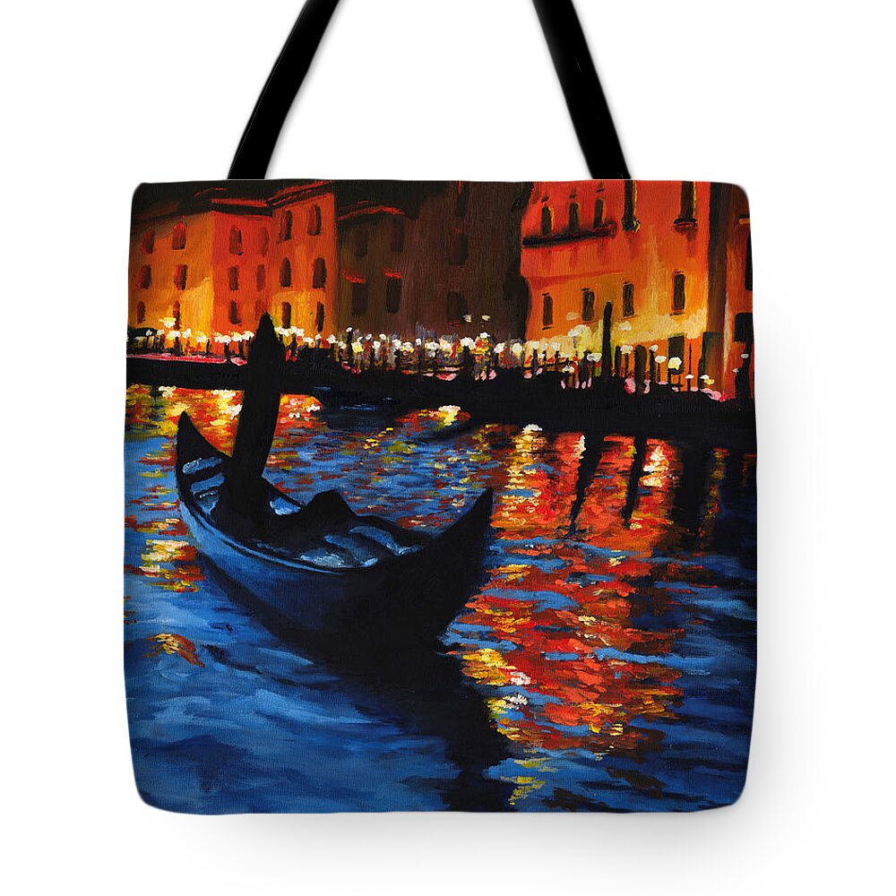 Landscape Tote Bag featuring the painting Venice Lights by Vic Ritchey