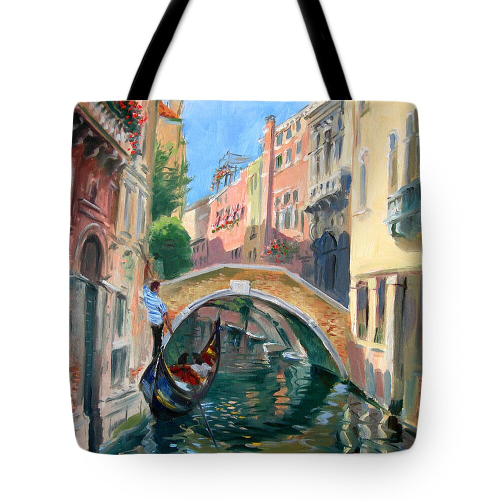 Venice Tote Bag featuring the painting Venice Ponte Widmann by Ylli Haruni