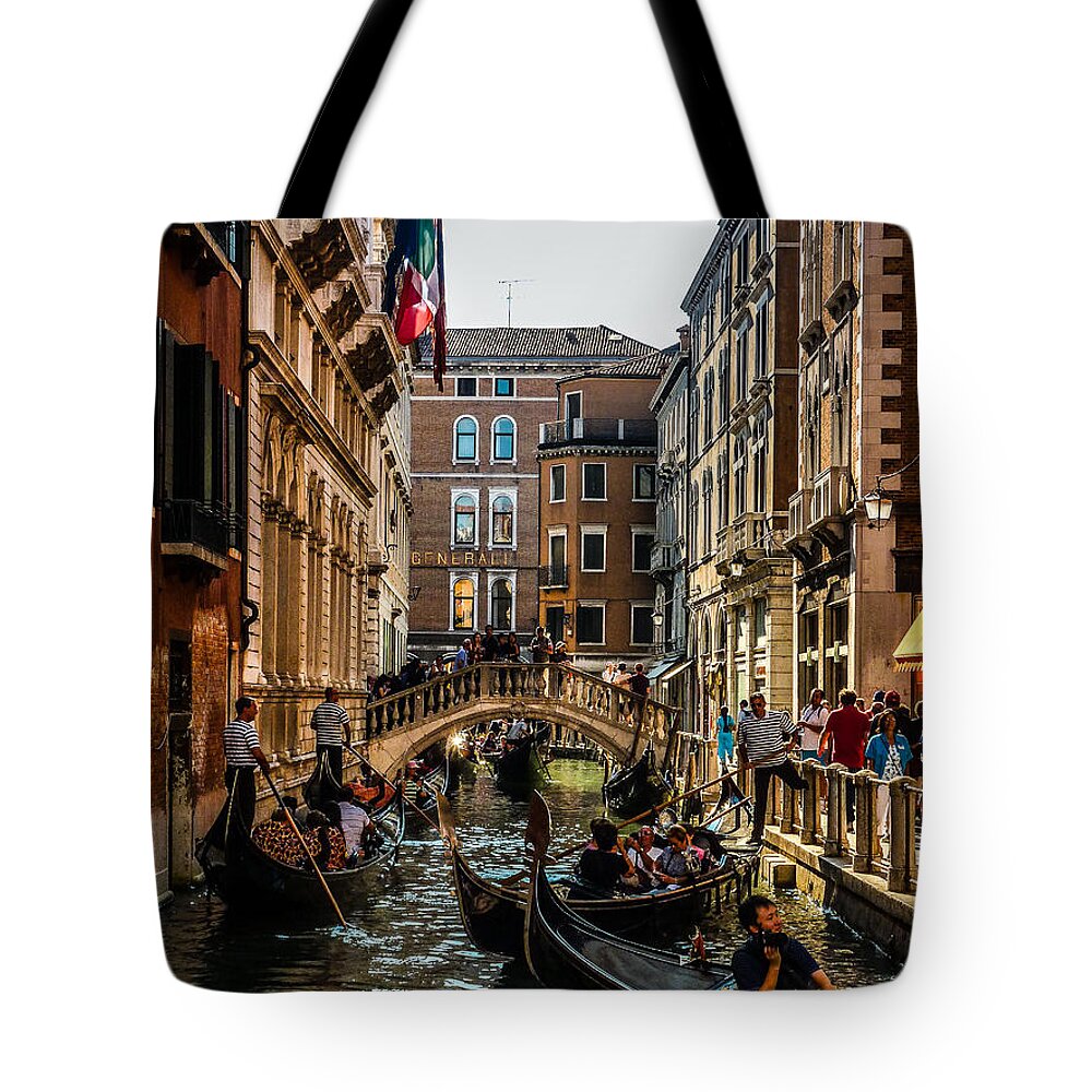 Venice Tote Bag featuring the photograph Venice Traffic by Pamela Newcomb