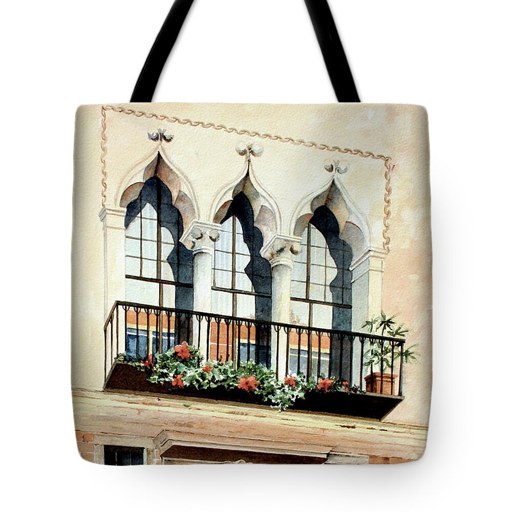 Venice Tote Bag featuring the painting Venice Windows by Lael Rutherford