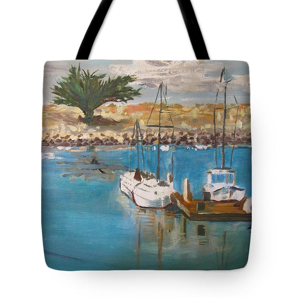 Seascape Tote Bag featuring the painting Ventura Marina by Dody Rogers