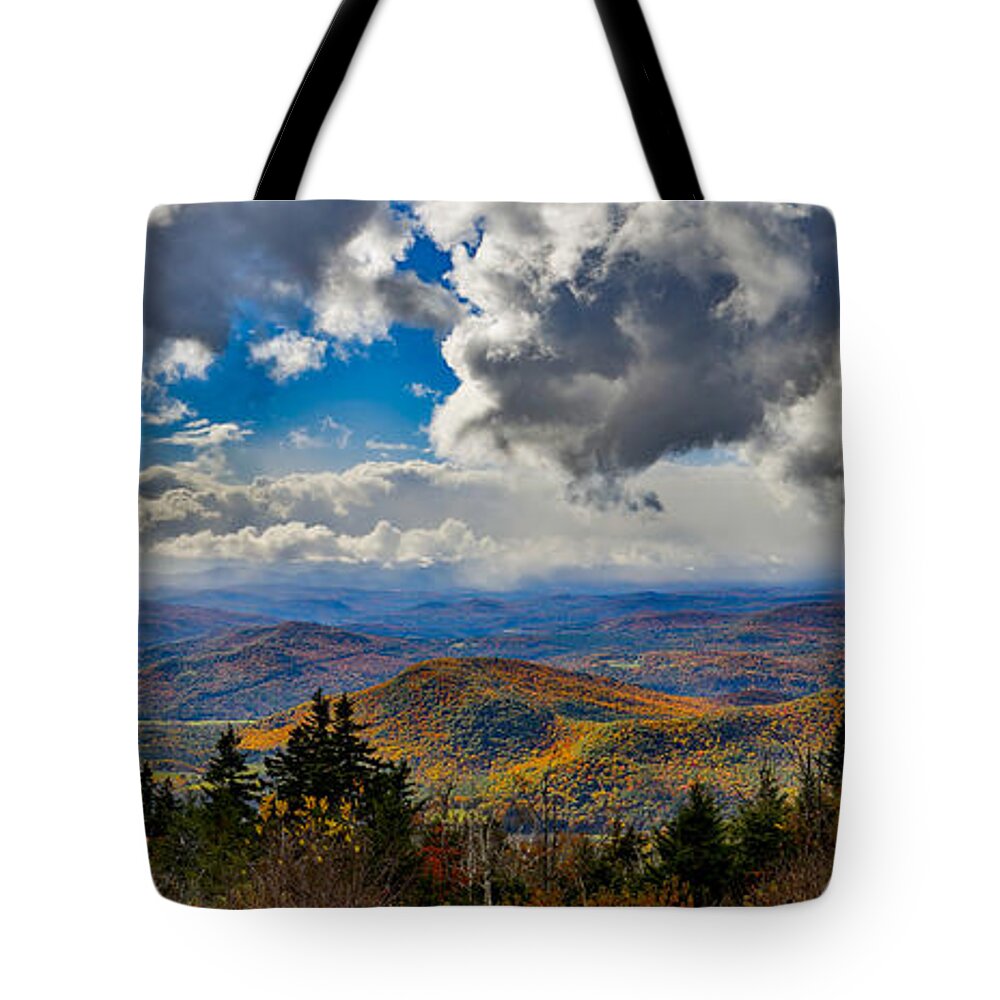 Landscape Tote Bag featuring the photograph Vermont Autumn from Mt. Ascutney by Vance Bell