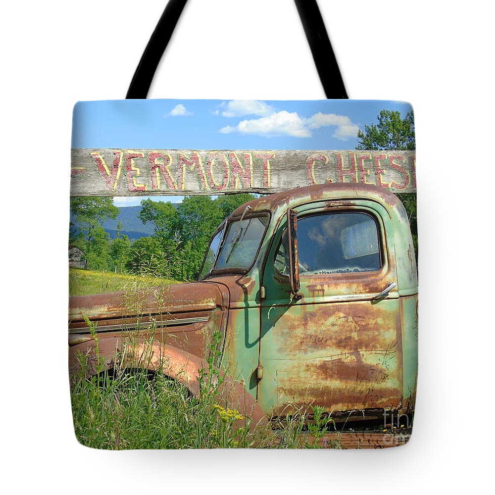 Klunker Tote Bag featuring the photograph Vermont Cheese by Susan Lafleur
