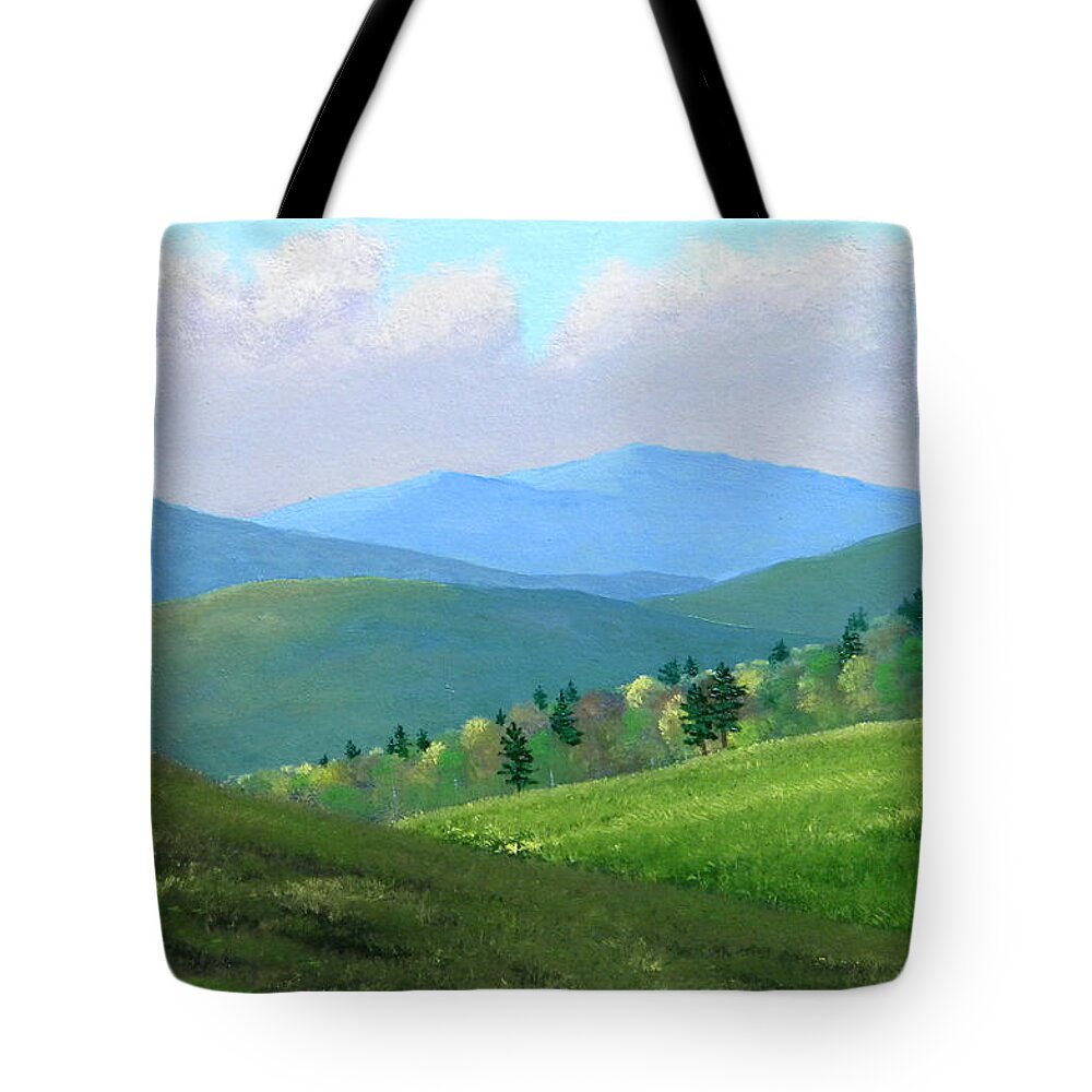 Spring Tote Bag featuring the painting Vermont Pastures by Frank Wilson